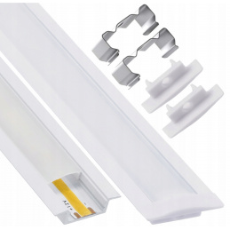 LED aluminum recessed profile 1m white - set