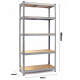 Kynast Metal shelf 180x90x40 cm 5 shelves Silver