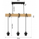 Hanging Ceiling Light LED Wooden Beam 3xE27 Loft Glass Strips