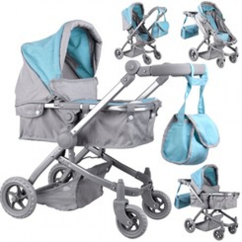 Multifunctional 4-in-1 Doll Stroller ZA4543 Gray-Turquoise