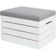 Wooden chest with padded lid 40 x 50 x 35 cm Grey/White 15252