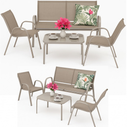 Garden furniture set - 2x chair, sofa, table beige