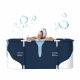 Aga Folding Portable Bathtub 120x60x50 cm