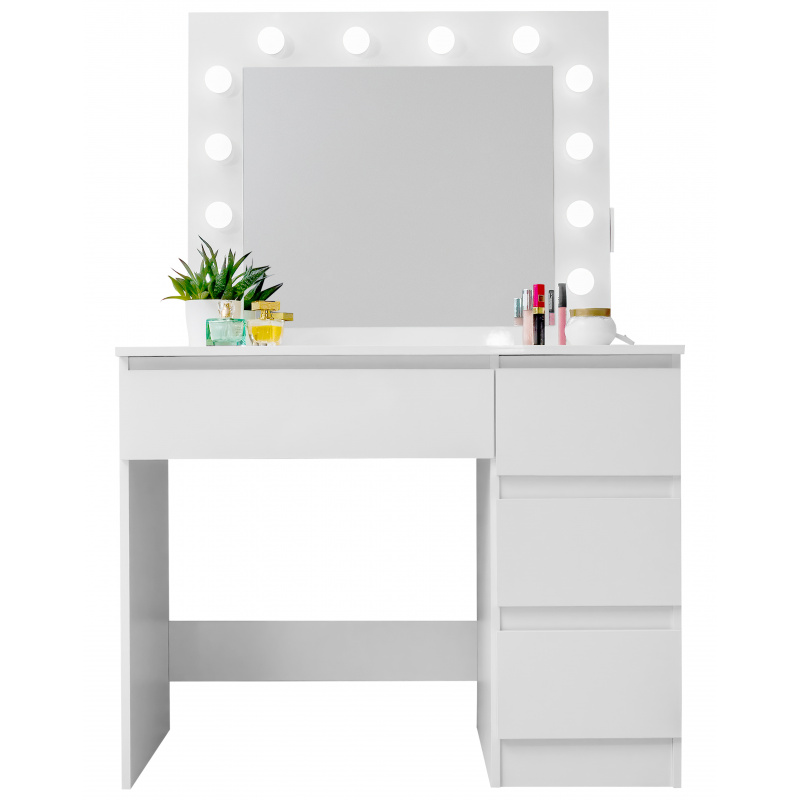 Aga Dressing Table with Mirror, Lighting, and Electrical.Glossy White Socket 2DAZ633 - II. QUALITY