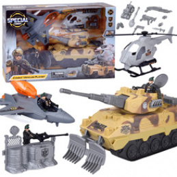 Large military set tank fighter helicopter + soldier ZA5752 universal