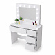 Aga Dressing table with mirror, lighting and el.drawer Glossy White