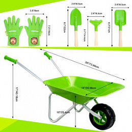 Little Gardener Set with Green Wheelbarrow