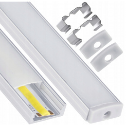 Aluminum profile, anodized aluminum, 1m, surface mount - SET