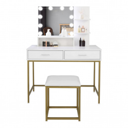 Aga Dressing Table with Mirror and LED Lighting + Stool Matte White