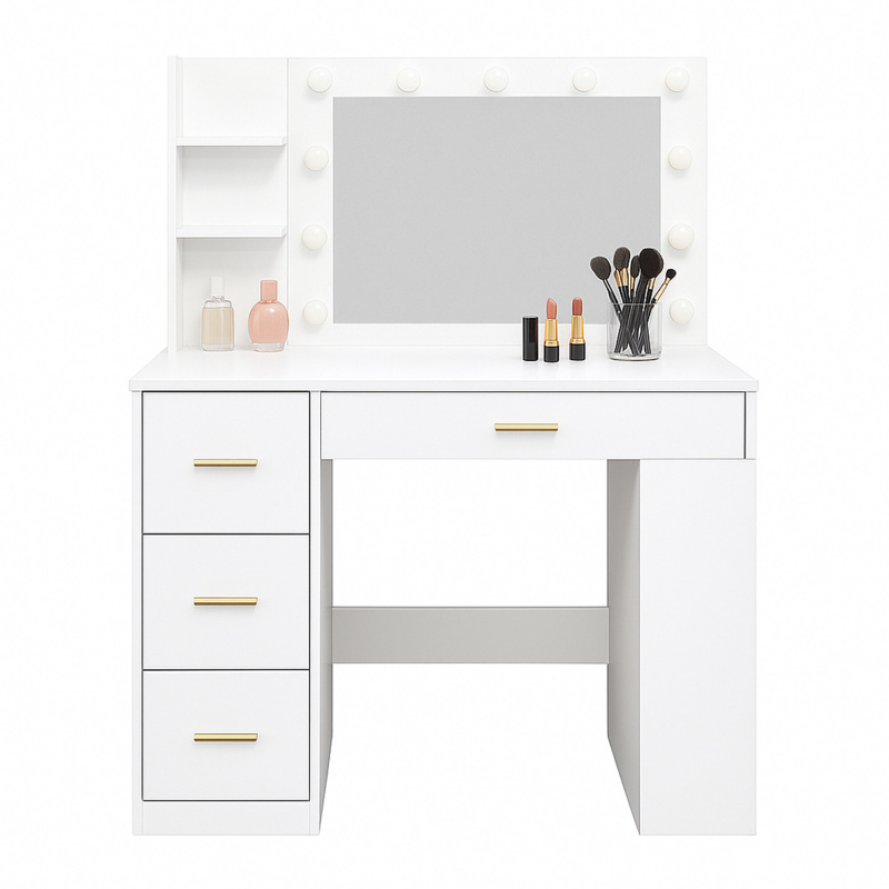 Aga Dressing Table with Mirror and Lighting Matte White