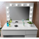 Aga Dressing table with mirror and lighting + stool Glossy white