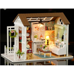 Aga Wooden model of living room for dolls to build LED