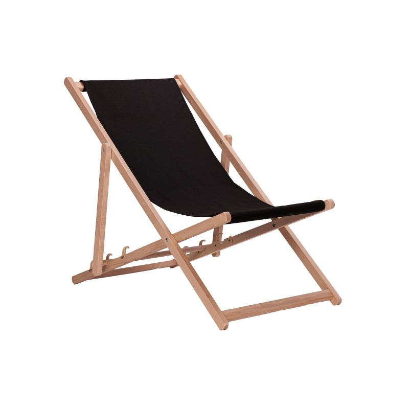 Aga Wooden Folding Lounger Black