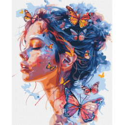 Painting by numbers on a frame KHO8458 Girl and butterflies 40x50 cm AP0118 universal