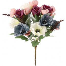 Bouquet of artificial mixed pink flowers - 33 cm
