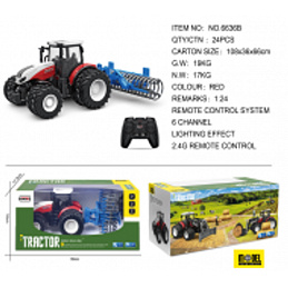 R/C Tractor 1:24 Red with Rake