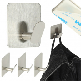 Self-adhesive bathroom wall hooks silver set of 4 pieces