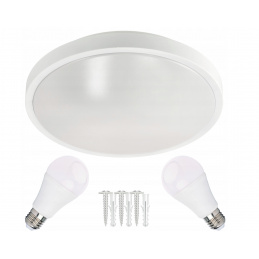 Round white surface-mounted ceiling light N/T 2x E27 + 2x LED bulb