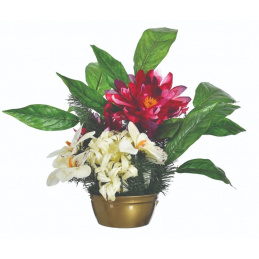 Composition of Tombstone Decoration - Artificial 5 Flowers