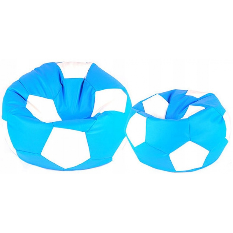 Aga Sofa bag BALL XXXL White - Light Blue + footrest