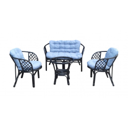 LEX Rattan set BAHAMA Black Light Blue