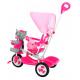 children's tricycle Elephant Pink + sounds + canopy + barrier + footrest + handle + runners + storage space