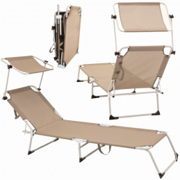 Folding garden lounger with canopy and adjustable backrest