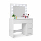 Aga Dressing table with mirror, lighting and el.drawer Glossy White