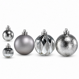 Aga Christmas Baubles MIX 3/6cm 44pcs Grey