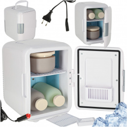 Electric mini travel car refrigerator for food, cosmetics, heating, cooling 2-in-1, 4 L, white