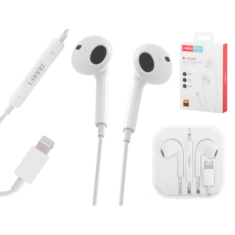 Lightning Wired Headphones White