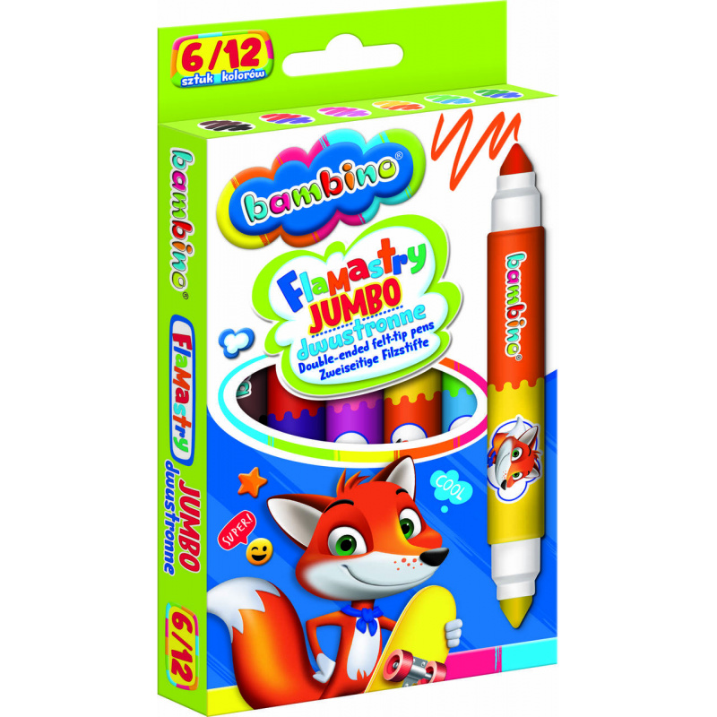 Bambino Double-Sided Markers Jumbo 6 pcs/12 colors