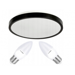 LED ceiling light 2xE27 IP20 LARI-R BLACK + 2x E27 10W warm white candle