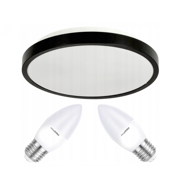 LED ceiling light 2xE27 IP20 LARI-R BLACK + 2x E27 10W warm white candle