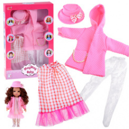Pink outfit set for a 36–40 cm doll Dress Coat Hat ZA5839 universal