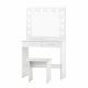 Aga Dressing table with mirror and lighting + stool Matte white