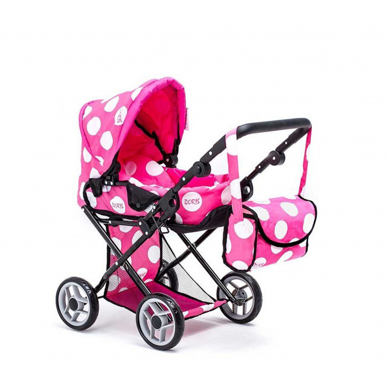 Doris Doll stroller 9346 Hot Pink & Black