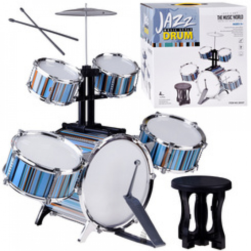 Drum set for kids 5-drums + stool in set - Blue 6DZ115 - II. QUALITY