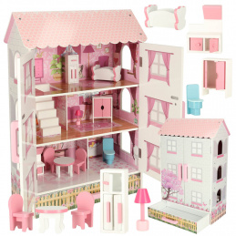 Wooden Dollhouse Lulilo Papilio with Drawer and Doors Pink