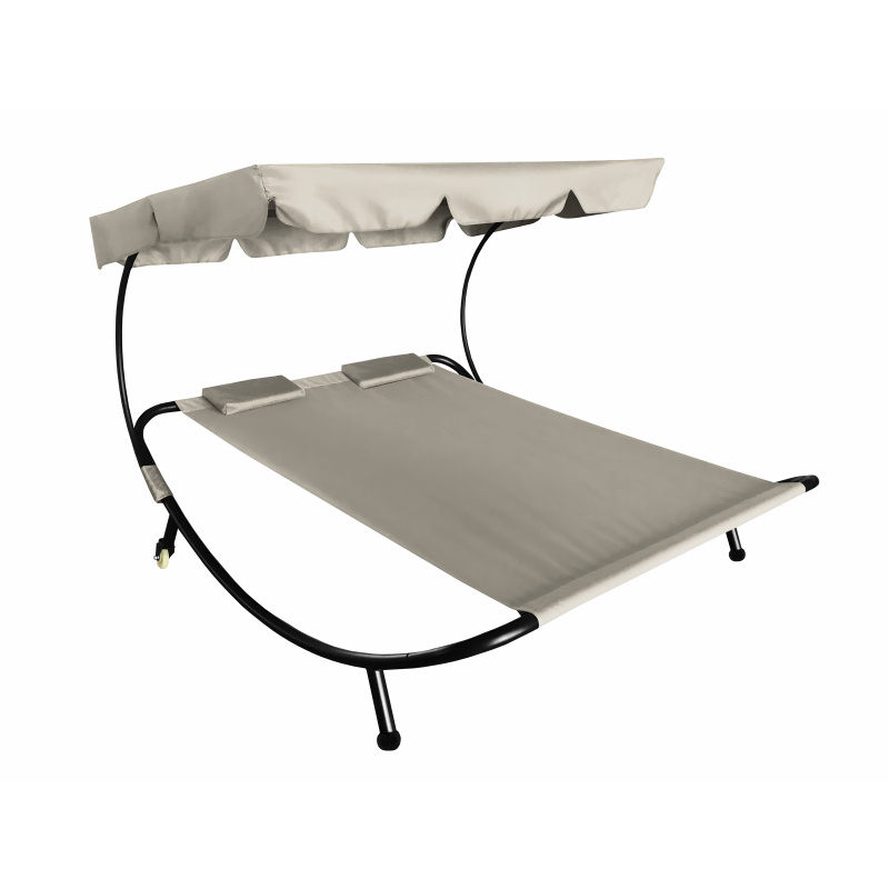 Aga Garden Lounger for Two Persons with Canopy Beige