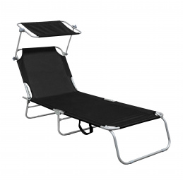 Aga Garden Reclining Lounger with Canopy Black