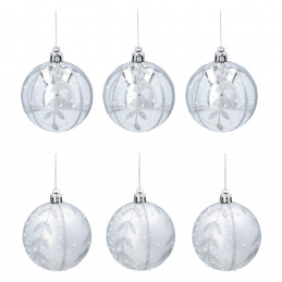 Aga Christmas Ornaments 7cm 6pcs Silver - Leaves