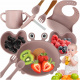 Aga Dining Silicone Tableware Set for Children / Baby 9-piece Pink Crab