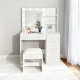 Aga Dressing Table with Mirror and Lighting + Stool White