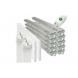 10x Hermetic Light Fixture 2x120cm + 2x LED Tubes Neutral White - Set