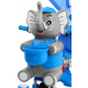 Children's tricycle Elephant Blue + sounds + canopy + barrier + footrest + handle + runners + storage space