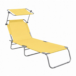 Aga Garden Reclining Lounger with Canopy Yellow