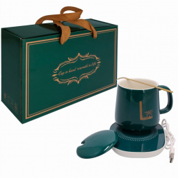 Gift set - mug, spoon, electric mug warmer