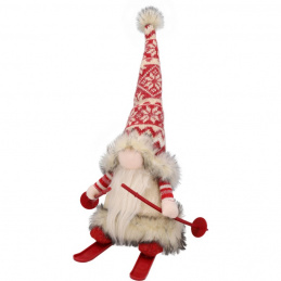 Christmas elf on skis with lights - 31 cm