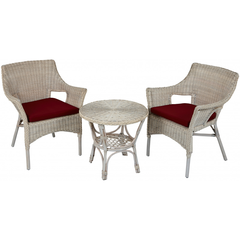 Aga Rattan set LARUS White Maroon